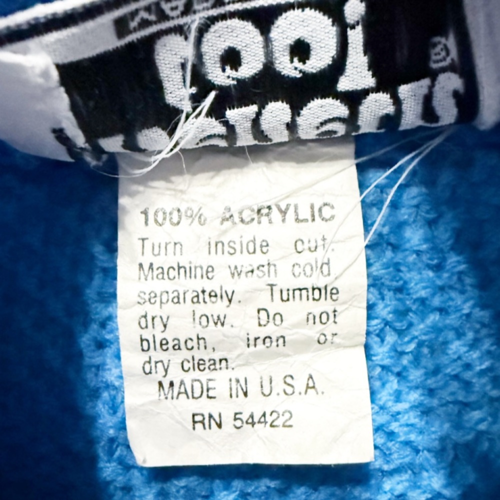 Vintage Keneth Too! Blue Knit Mock Neck Sweater Made in USA M - Picture 9 of 9